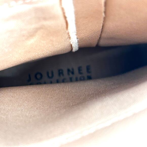 Journee Collection Ankle Booties 8 Tan Stacked Heel Western Faux Suede - Picture 5 of 7